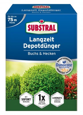 Substral Osmocote hosszú hatástartamú trágya buxus/tuják/fenyőfélék és sövénynövények számára 1,5kg